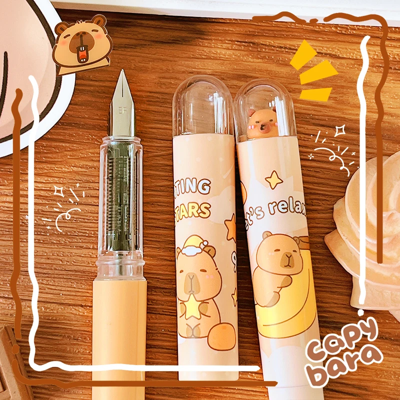 إكسسوارات المدرسة قلم حبر كابيبارا اللطيف للعودة إلى اللوازم المدرسية قلم حبر عالي الجودة أقلام الكتابة أدوات مكتبية كاواي #2