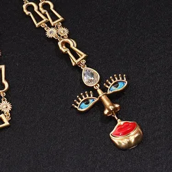 Women Vintage Exaggerate 3D Face Necklace Red Lips Nose Eye Pendant Court Style Vintage For Jewelry Costume Accessory Gift