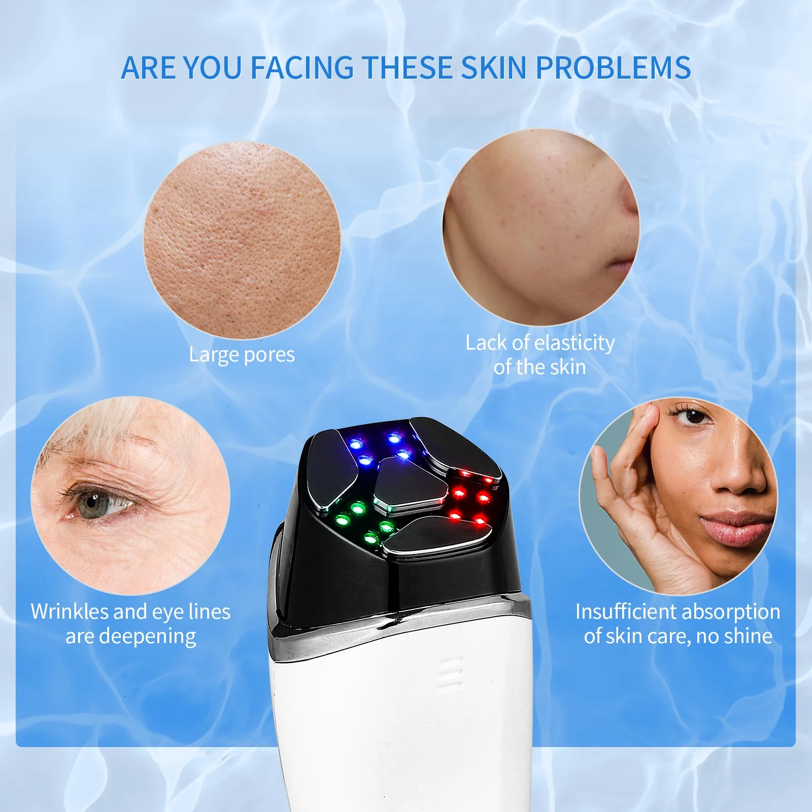 EMS Microcurrent LED Facial Anti-Wrinkle Pulse Beauty Device Neck Lifting Tightening Face Slimming Double Chin Edema Remover