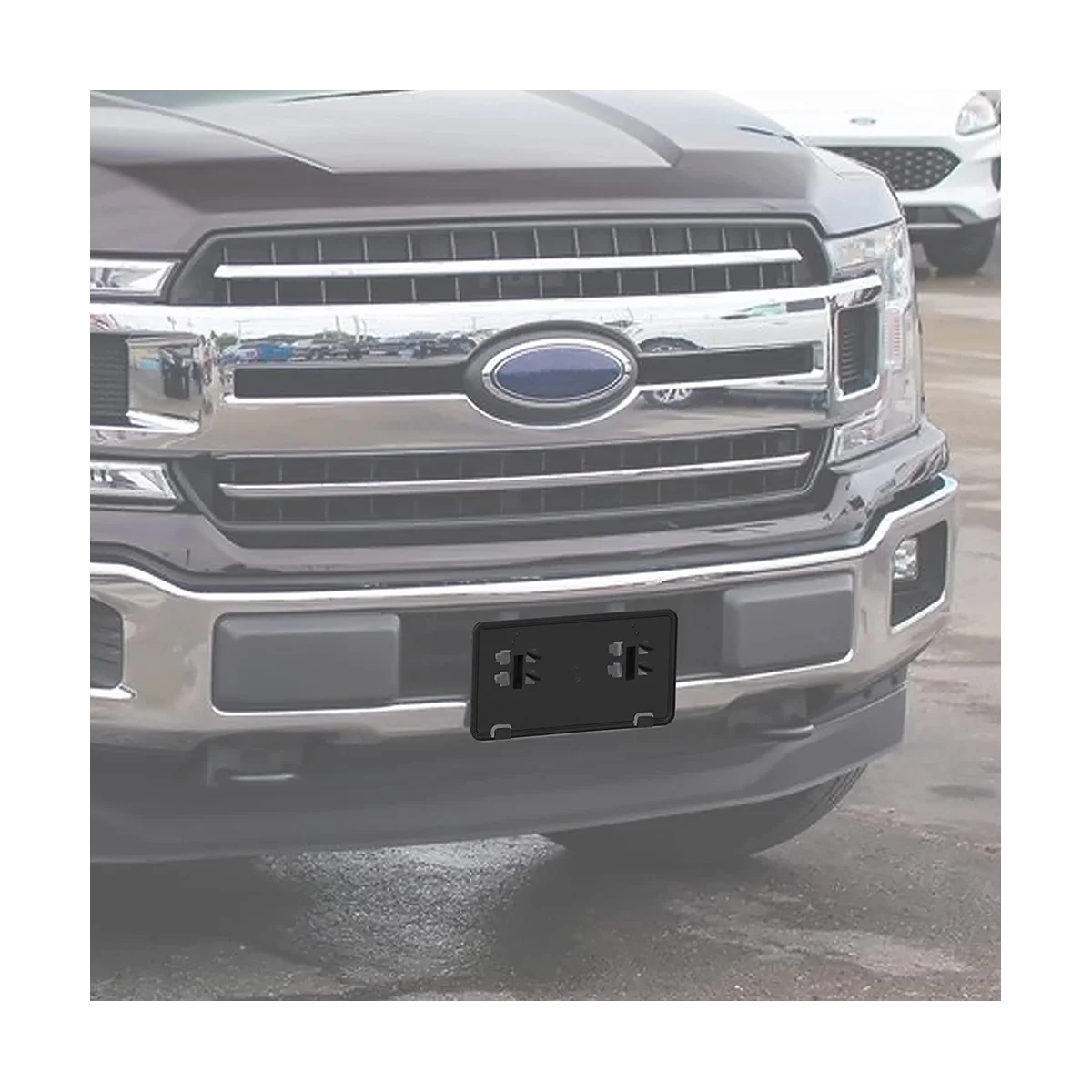 Front Bumper License Plate Bracket Holder Cover Frame JL3Z-17A385-BA for Ford F150 2018 2019 2020 Accessories ,Black