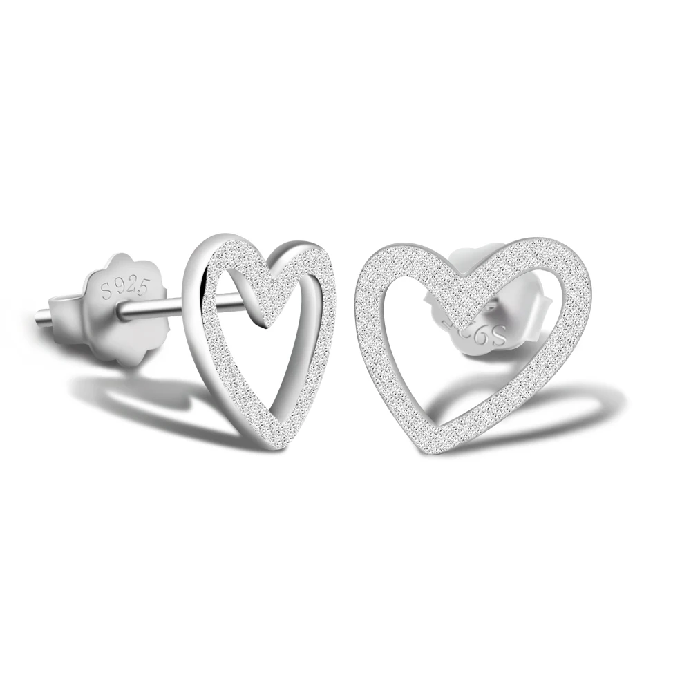 

Fine Luxury Designer Jewelry 925 Sterling Silver Earrings For Women Heart Shaped Sweet Romance For My Girlfriend Love Gift