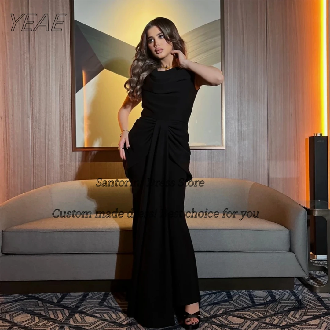 

Santorini Customized Black Pick Ups Prom Dresses Saudi Arabia Women Wear Sleeveless Evening Gowns Zipper Back Vestidos De Fiesta