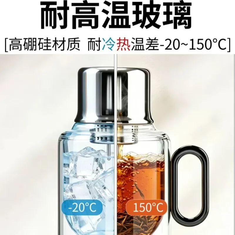 Portable Glass Teapot with Infuser Heat Resistant Borosilicate Tea Maker for Travel Office Home Brewing Loose Leaf Tea Set