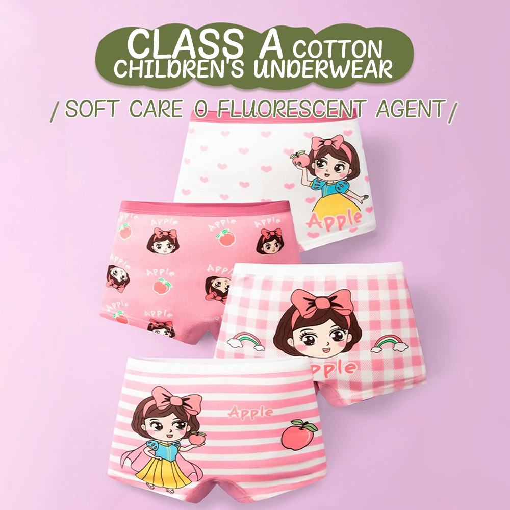 

4Pcs Baby Girls Cartoon Printing Underpants Kids Underwear Cotton Panties Toddler Children Underwear 3-8Years 2024