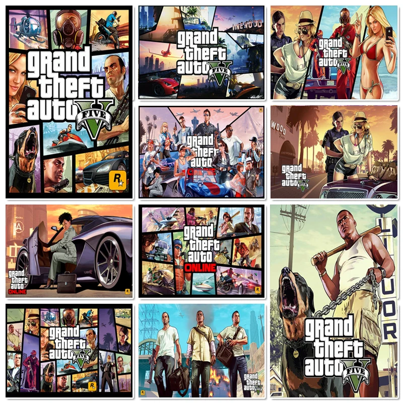 GTA 5 Video Game Grand Theft Auto Art Decor Picture Quality Canvas Painting Home Decor Poster Prints Living Room Wall Art Decor