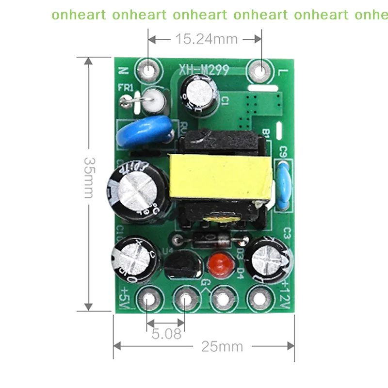 [C]1/5PCS Mini AC-DC Converter AC110V 220V to DC 12V 0.2A+5V Module Board
