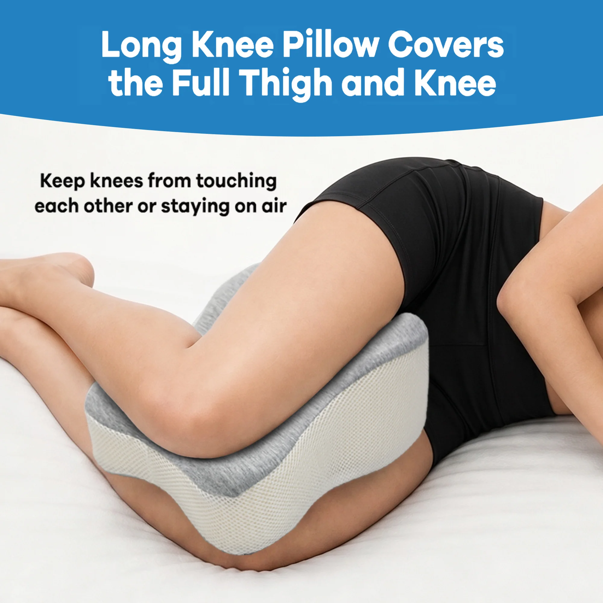 Memory Foam Leg Knee Pillow For Side Sleeping Support Pillow Between Legs Knees Required Knee Separation Thigh Leg Pad Cushion