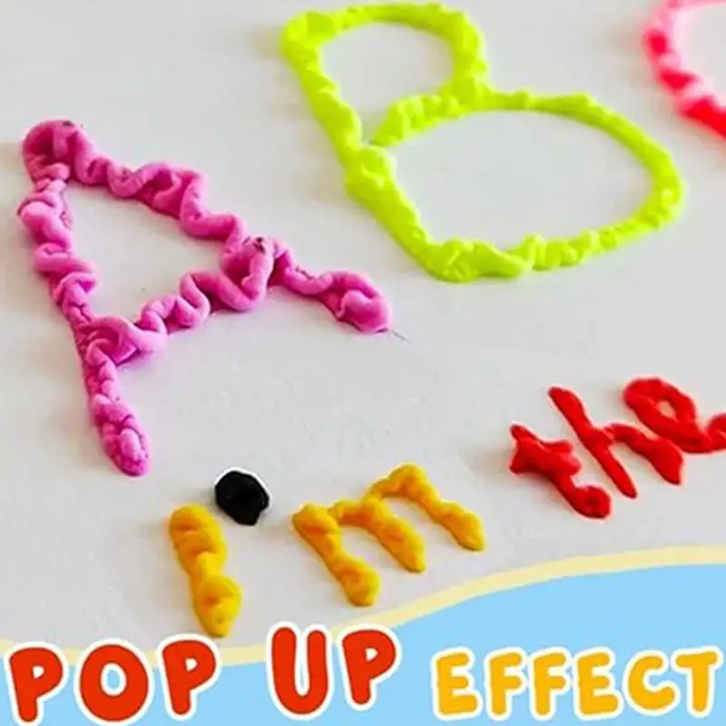 6pcs Magic PopcornPens Puffy3d Art Safe Pen For Greeting Birthday Cards Kids Bubble Pen Diy Handmade Cotton Pen Kids Gifts