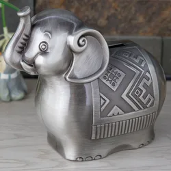 Cute Alloy Elephant Piggy Bank Coin Saving Money Box Animal Cartoon Coin Jar Kids Coin Piggy Bank Toy Desktop Decoration