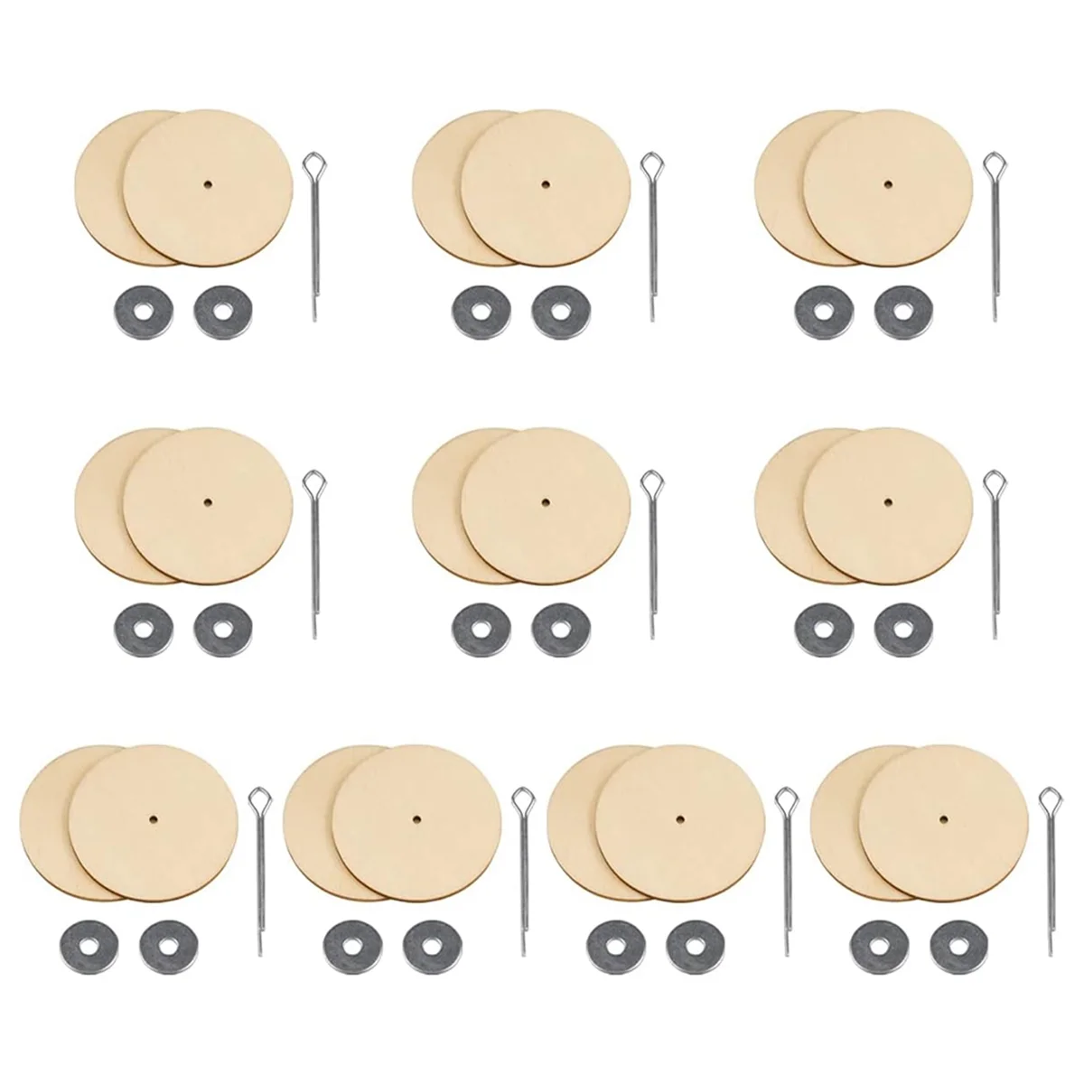 10 Sets Doll Joint Connectors Cotter Pin Joints and Wooden Fibreboard Disks Movable Engage Bolt Dolls Accessories, 30mm