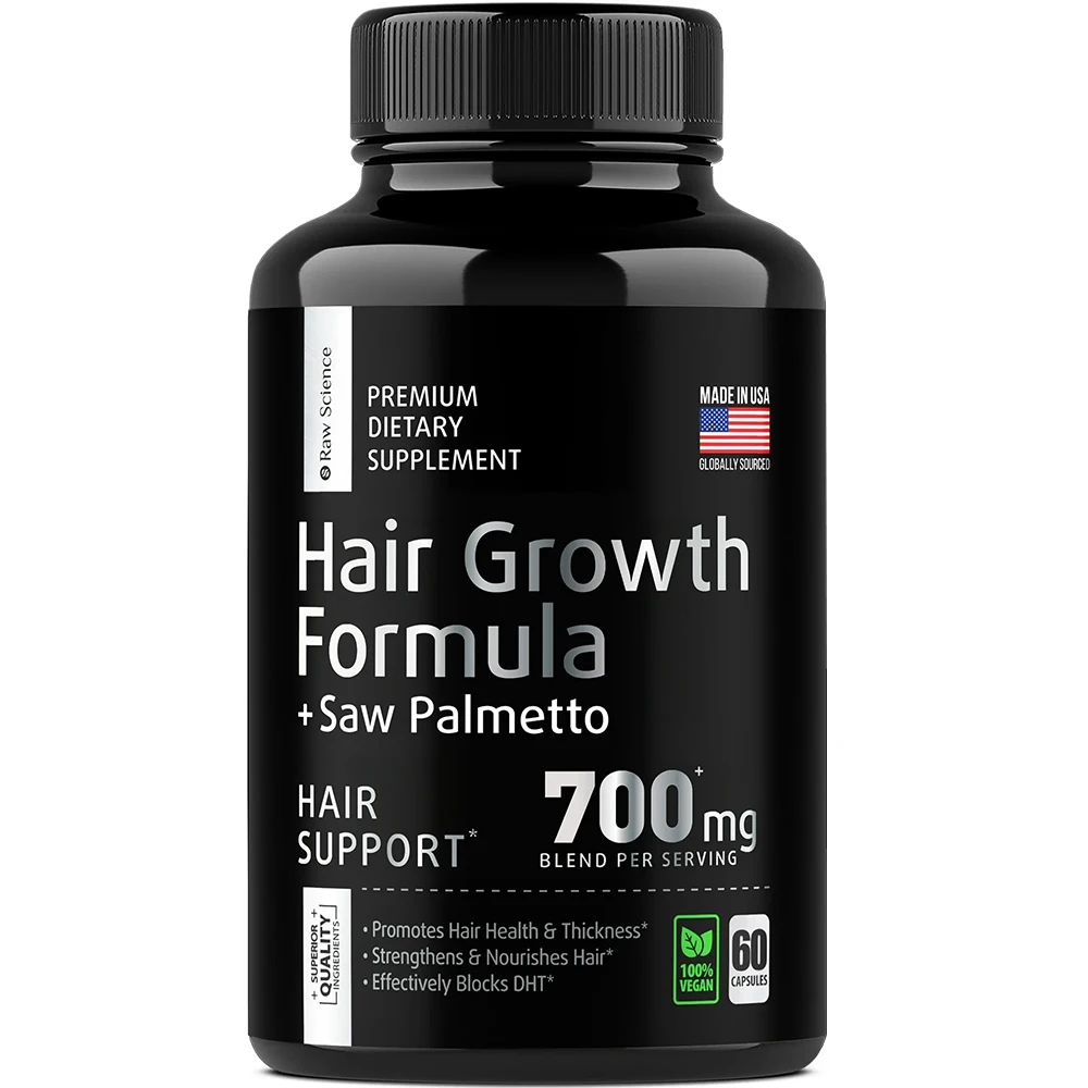 

Hair Growth Supplement with Biotin for Men and Women - Saw Palmetto Supplement for Healthy Strong Hair, Gluten-Free, Vegetarian