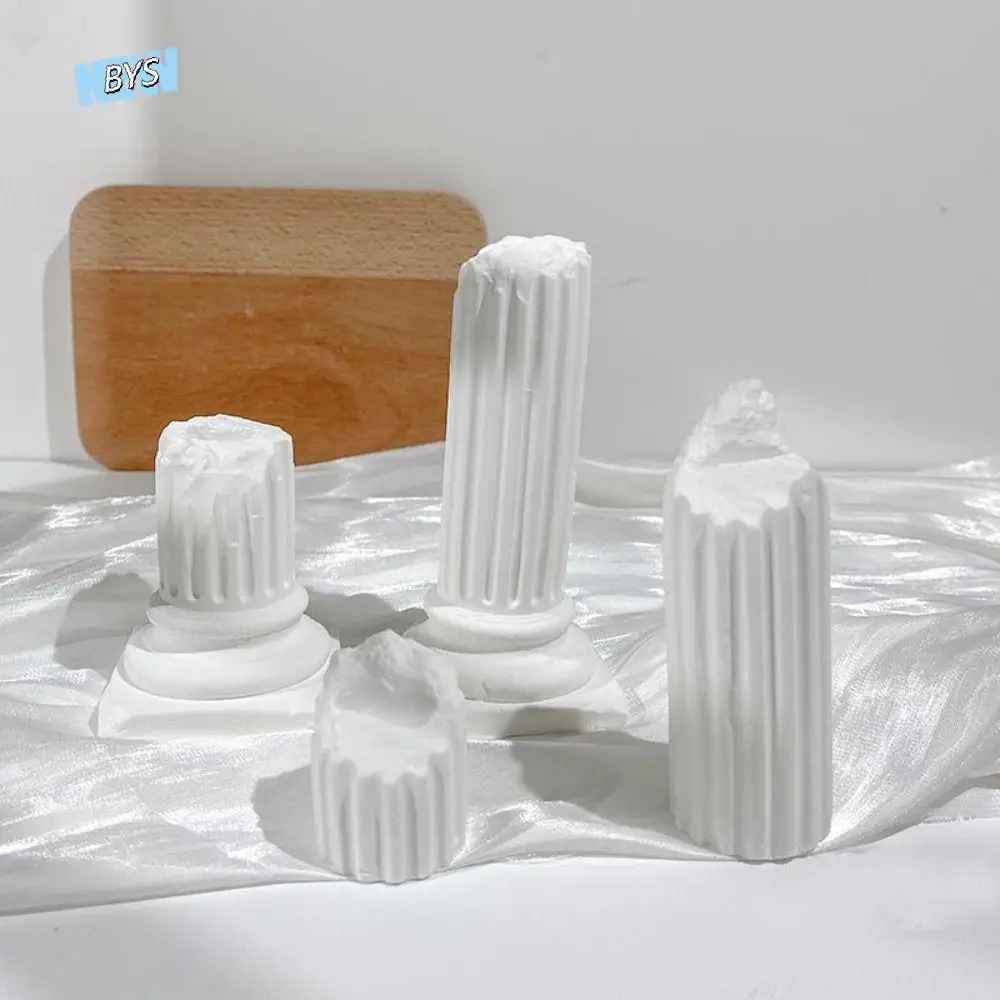 

Luxury Roman Column Ring Stand White Gypsum Exquisite Vintage Plaster Ring Holder European Style Jewelry Display Stand