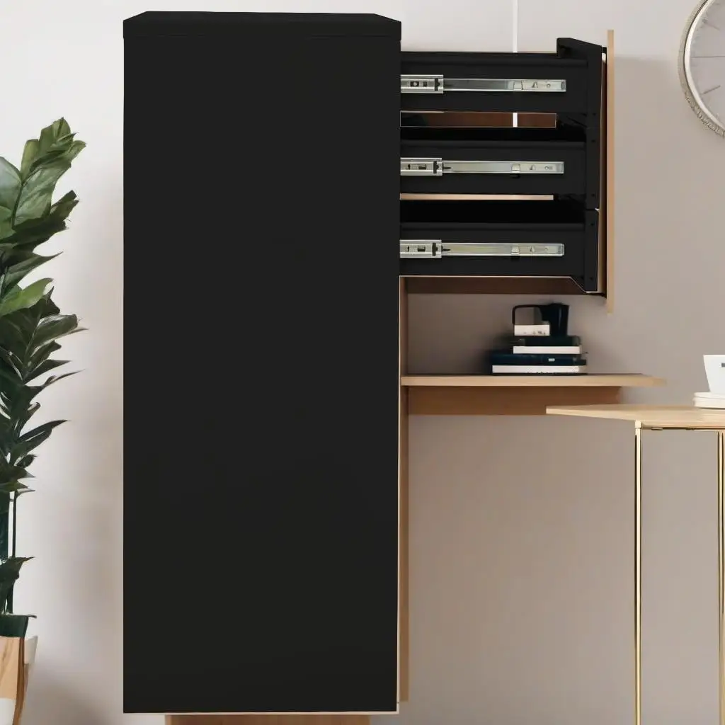 Black Steel Office Cabinet 35.4x15.7x40.2 Inches - Stylish Storage Solution