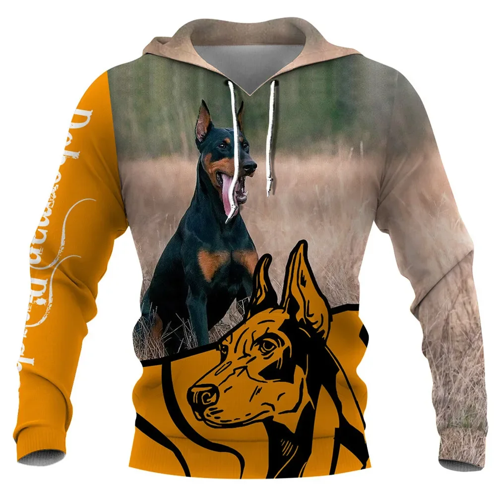 

HX Doberman Pinscher Толстовка с 3D графикой животных Собака Контур Хаски Толстовки с принтом Harajuku Кофты Модная мужская одежда