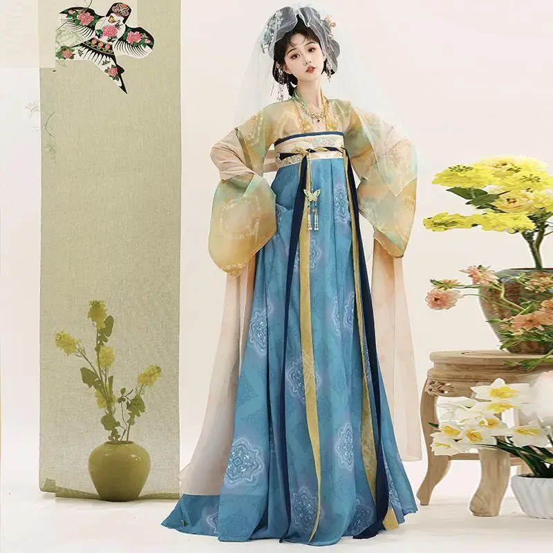 Original Hanfu Women's Tang Style Chest-length Undershirt Chinese Traditional Clothing Spring Autumn Embroidery Dress Cosplay
