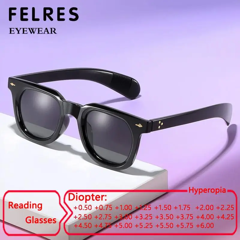 إطار سميك مربع أسود نظارات للقراءة النظارات الشمسية الرجال النساء مصمم ملون طويل النظر نظارات في الهواء الطلق الظل نظارات شمسية #1