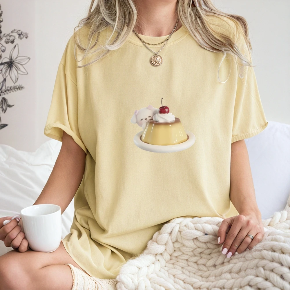 

Y2K Women's Cotton SweatshirtCute Pudding Dessert GraphicSweet VibeTrendy White Casual Top Unique Look