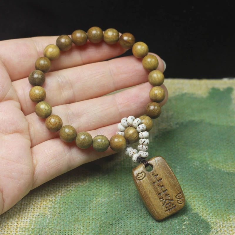 Green Sandalwood with a light fragrance 8mm premium Buddha bead bracelet, star moon beads, cultural and collectible prayer b