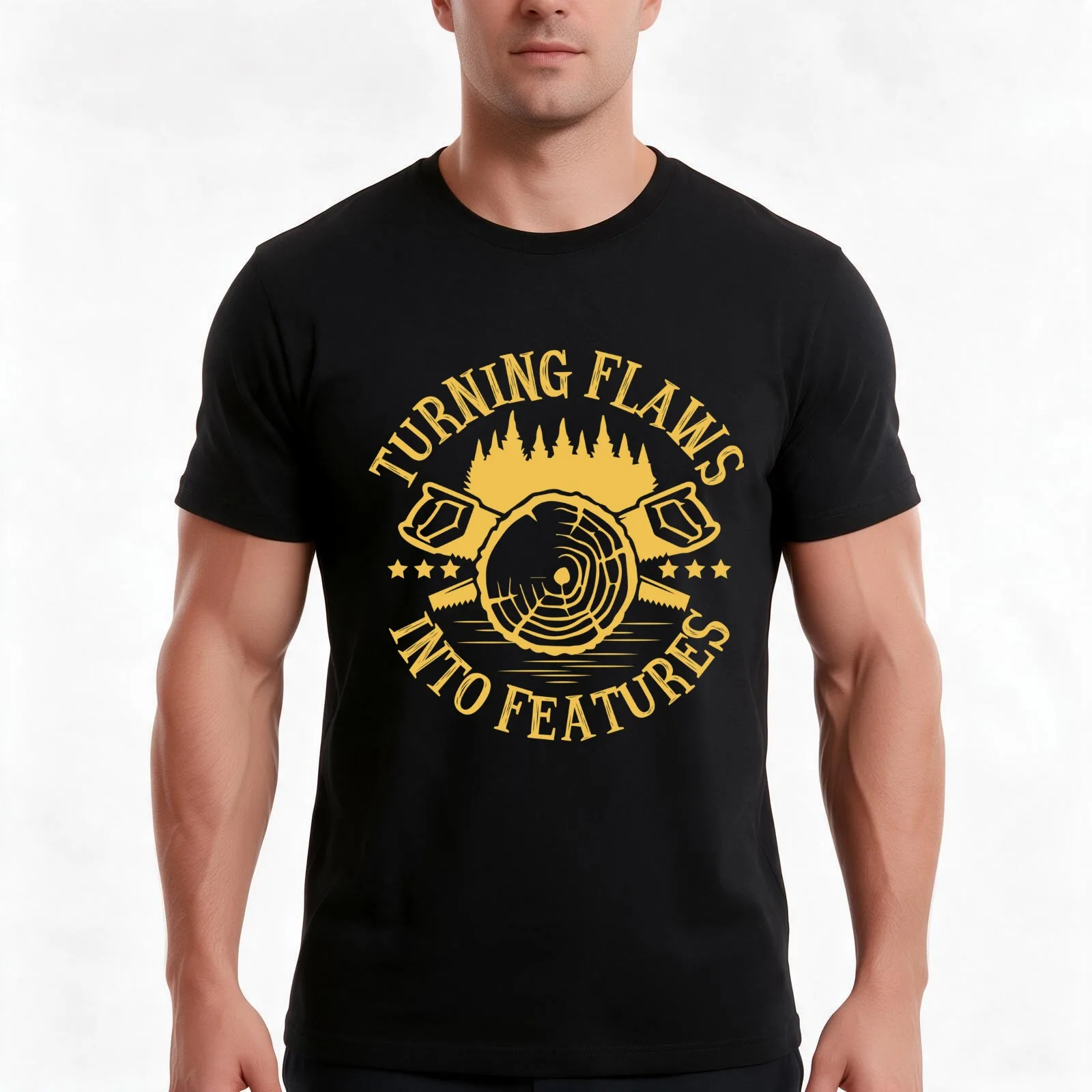 Turning Flaws Into Features (Woodworking) T-Shirt, Summer Casual Cotton Tee, Oversized Streetwear Tops, Vintage Graphic Print
