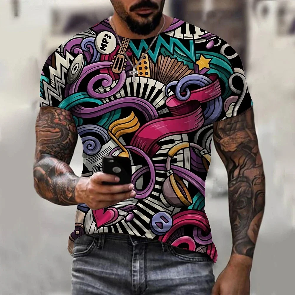 

Neon Graffiti 3D Printed T-shirt Men Summer Casual Oversized T Shirt Hip Hop Fashion Harajuku Streetwear Tops Tees