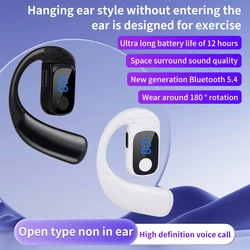 Open Wireless Headset Bluetooth 5.4 180° Rotation Adjustable Left Right Ear Universal Earphone Mic Sport Business Music Ear-Hook