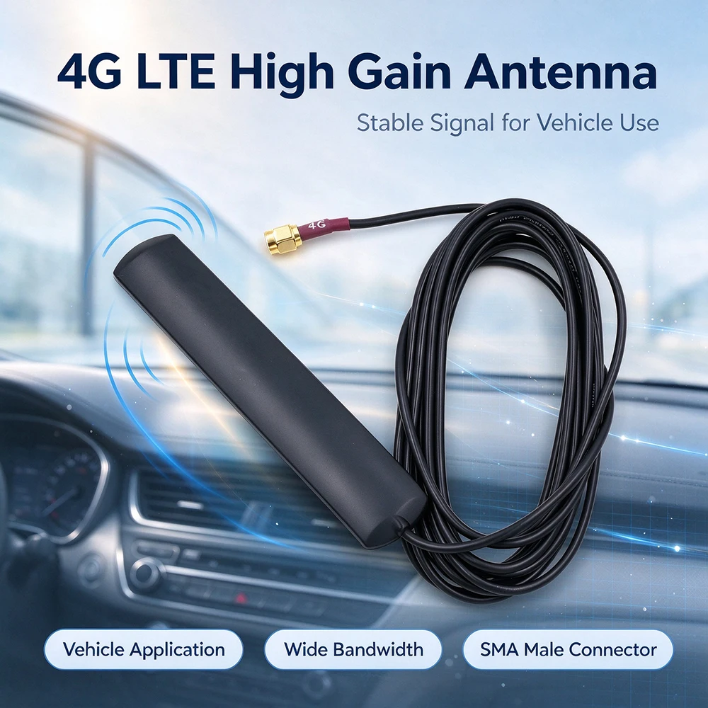 Outdoor Waterproof 4G LTE NB-IoT Cellular Antenna, High Gain Wired External Aerial with SMA Male Connector for IoT Module DTU Ro