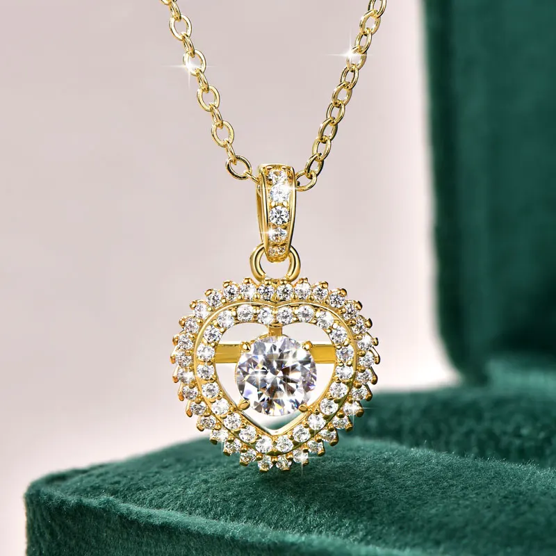 Anziw Romantic 5A Cubic Zirconia Heart-shaped Pendant Necklace For Women 14k Gold Filled Adjustable Chain Valentine Jewelry Gift