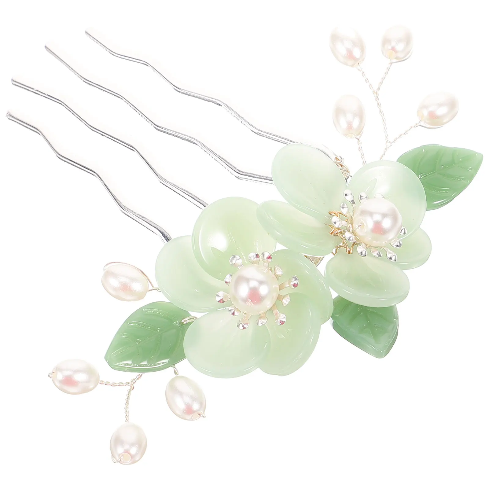 مجموعة مشط الشعر الرجعية الملحقات الصينية التقليدية أمشاط اللؤلؤ للنساء الفتيات وصيفات الشرف مأدبة الزفاف الأزهار Hanfu الشعر