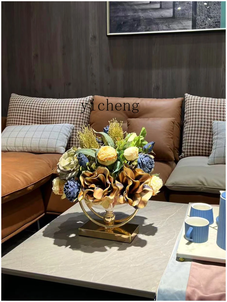 ZK High-End Artificial Bouquet Artificial Flower Decoration for Living Room TV Cabinet Table Flower Dried Flower Furnishings