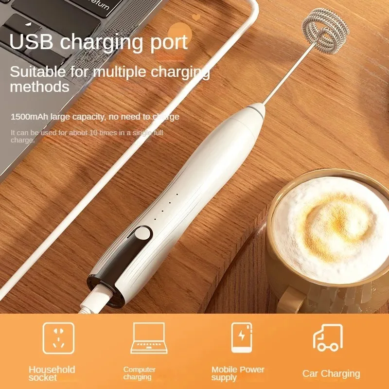 3 In 1 전기 우유 거품기 충전식 우유 거품 제조기 핸드헬드 거품기 고속 우유 거품기 음료 믹서 커피