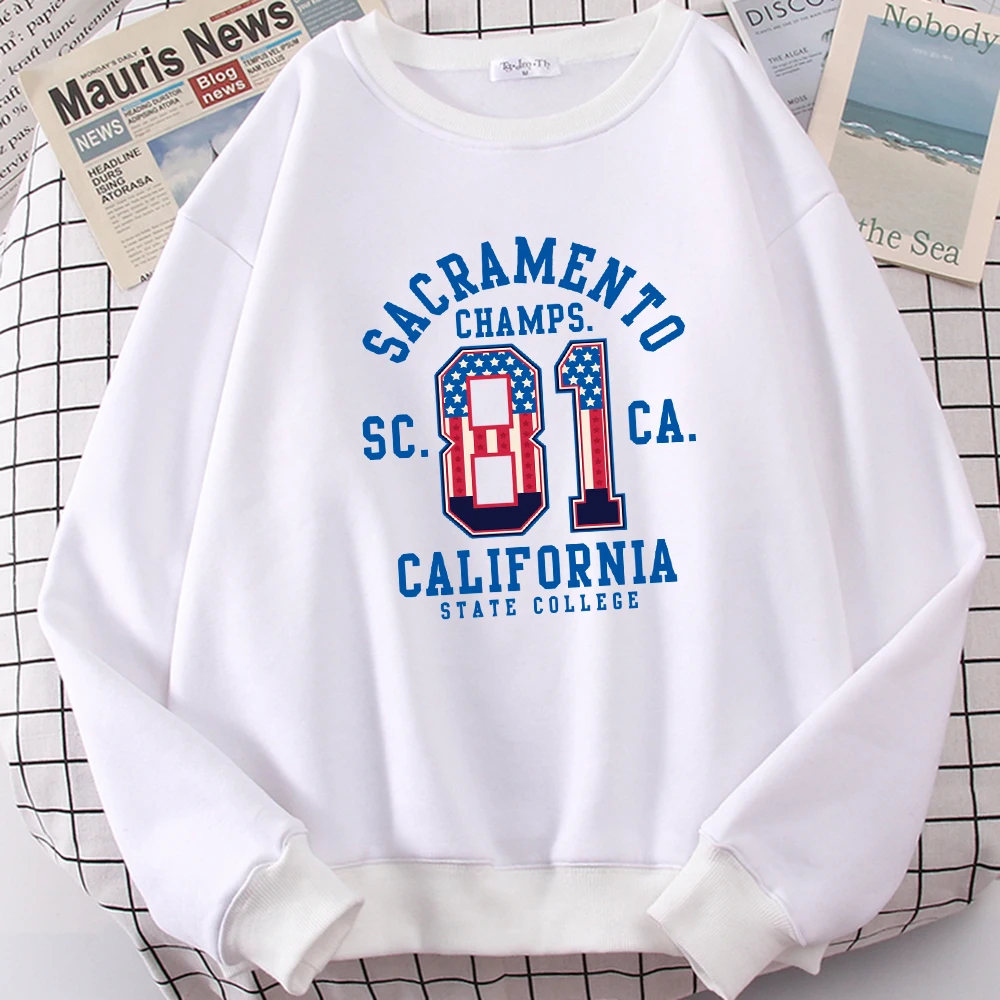 

Sacramento California 81 Art Letter Printed Sweatshirt Women Fleece Fashion Pullover Creative Autumn Sportswear Crewneck Clothes