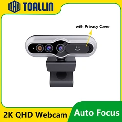 TOALLIN USB Webcam mini Camera with Windows Hello 2K 30fps Web Camera Mini Auto-focus Webcam for Laptop & Desktop Conferencing