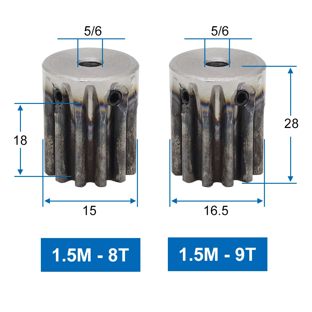 1.5M Spur Gear 8Teeth 9Teeth 10Teeth 11Teeth Carbon Steel With Metal Boss 5/6/8mm Inner Hole Induction Hardening For Motor