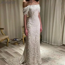 Aenyrst-vestidos de graduación elegantes con hombros descubiertos, apliques de flores, vestido de dama de honor con cordones de tul, vestidos de fiesta de boda personalizados