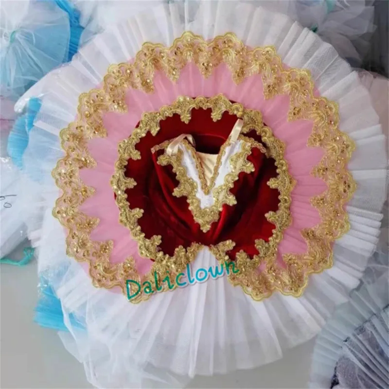 ผู้ใหญ่ผู้หญิงมืออาชีพบัลเล่ต์ตูตูสาวโรแมนติกแพนเค้กทูทูบัลเล่รีน่าชุดเดรสเด็กชุดเต้นรำ