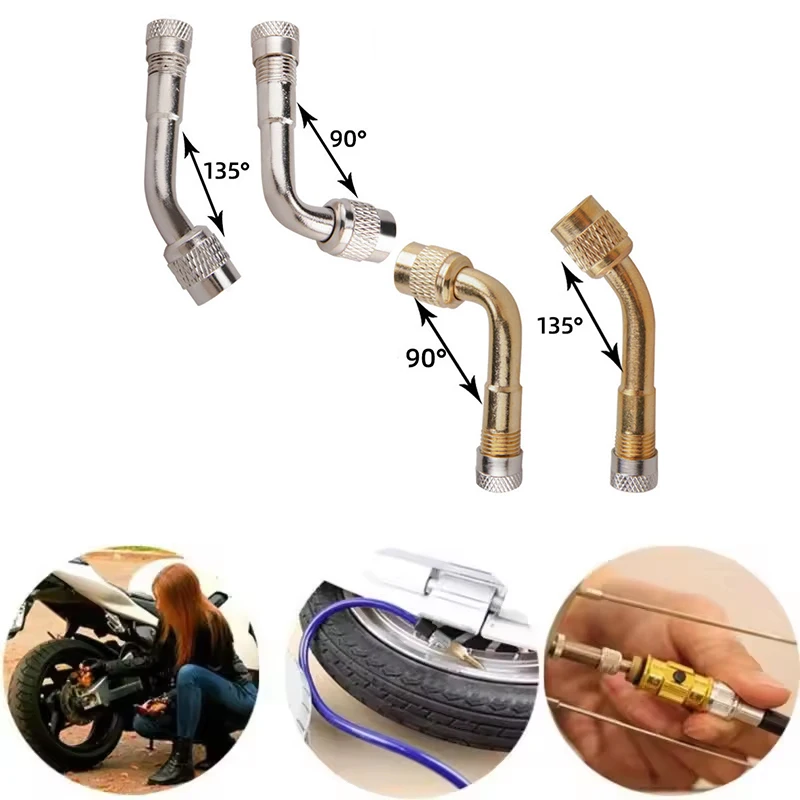 1/2Pcs Motorcycle 90 135 Degree Angle Bent Valve Adaptor Tyre Tube Valve Extension Adapter for Truck Car Moto Bike