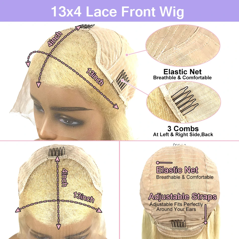 13x4 asch blonde Perücken mit gerader Spitze vorne vor gezupft graues Echthaar Perücken transparente Spitze Perücken für Frauen Echthaar