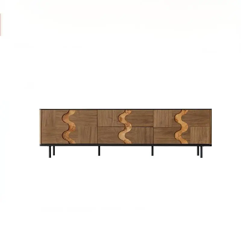 Walnut Veneer Storage Drawer Wooden Cabinet Media TV Cabinet Acacia Furniture Locker Wooden Drawer Cabinet