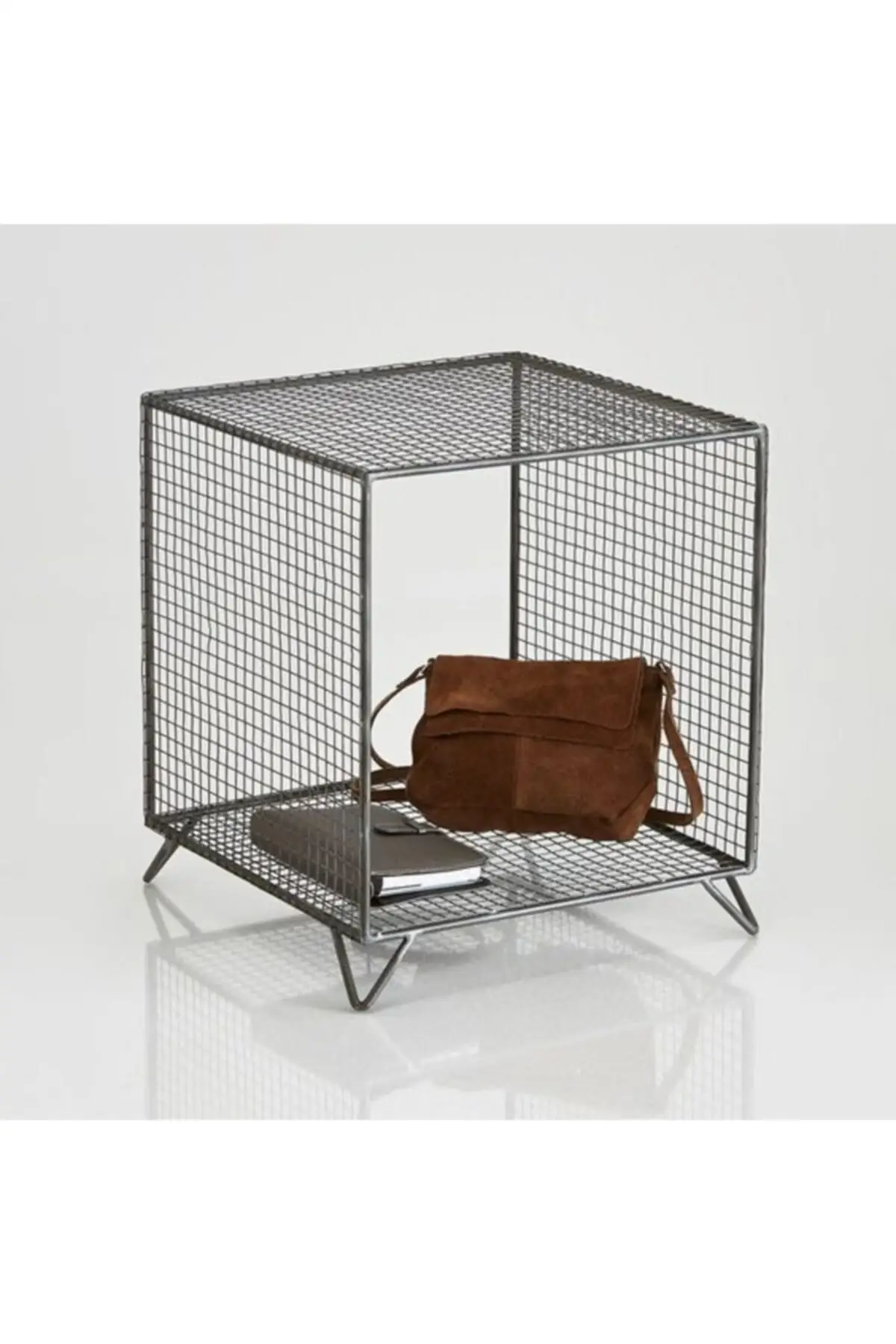 Single Eyed Metal Mesh (Grid) Wire Shelf And Coffee Table - Matt Black