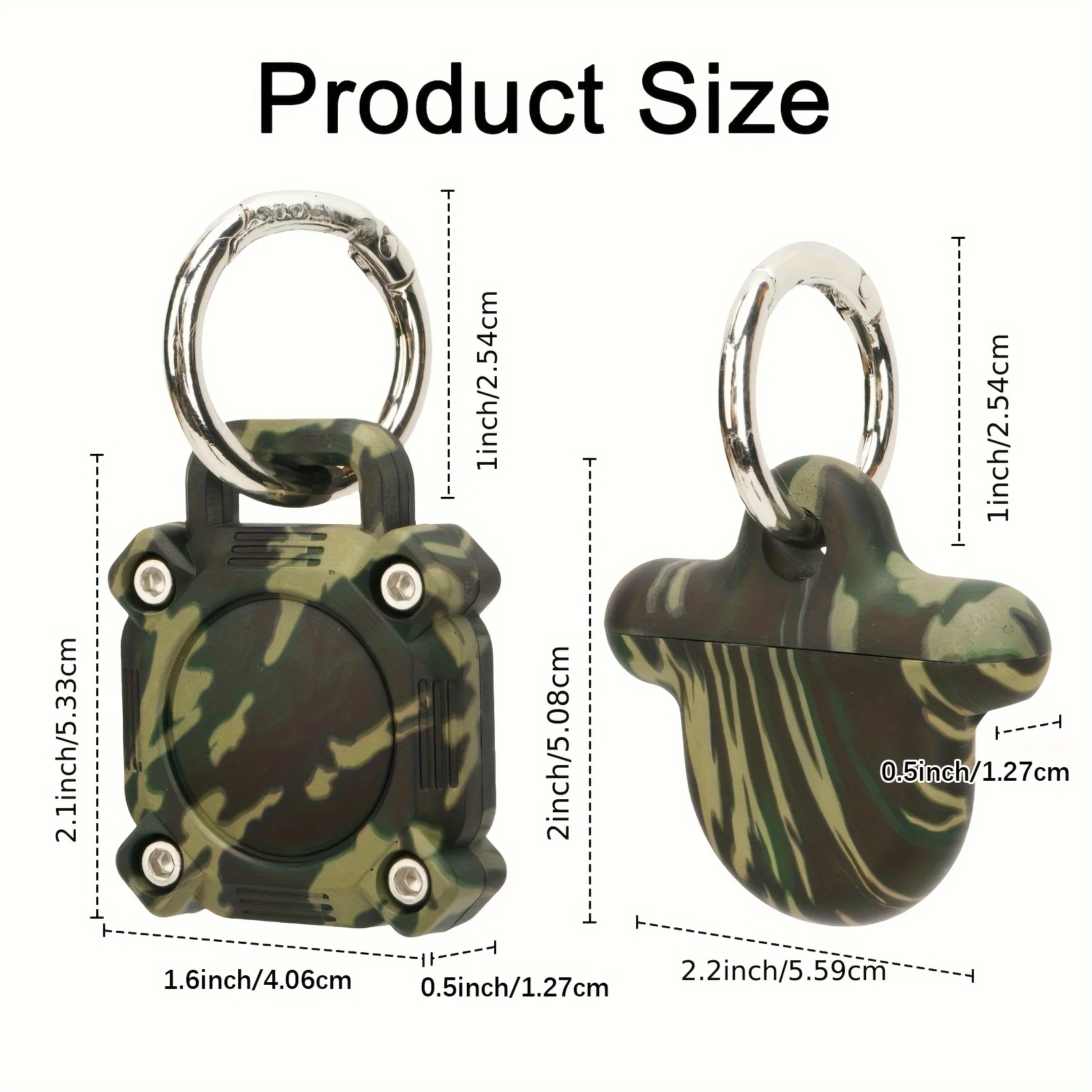 Portable label box fully covers and hides PVC hard shell, suitable for dog collars, backpacks, keys, suitcases-black/camouflage