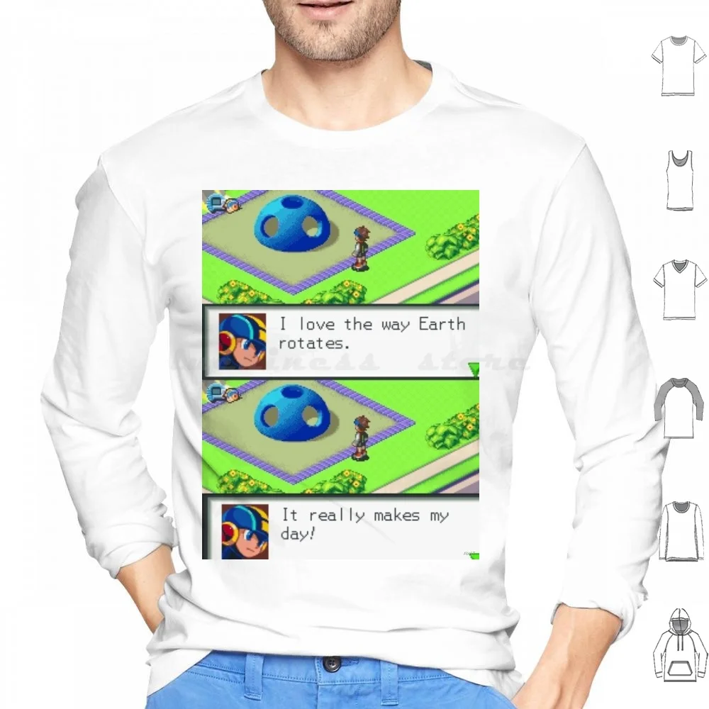 

Толстовка с капюшоном I Love The Way Earth Rotates из хлопка с длинными рукавами Megaman 2-Stage Select Megaman 2 Rockman 2 Rockman Megaman Mega Man