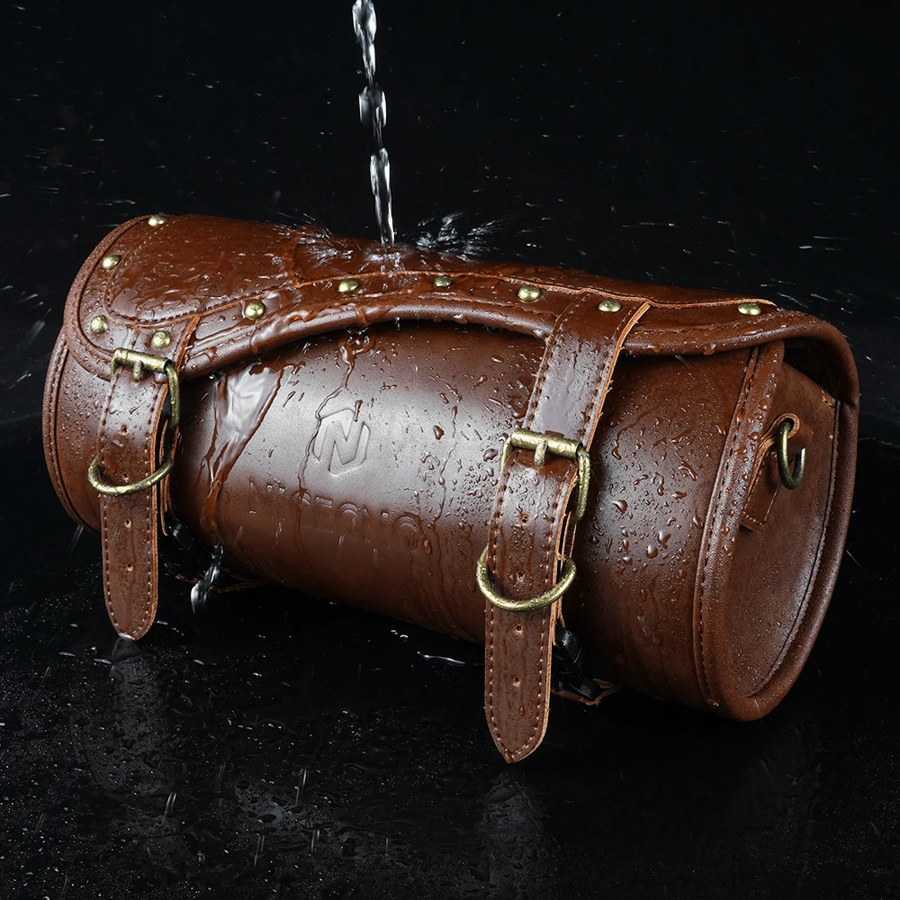 

Vintage Motorcycel Front Fork Bag Leather Outing Waterproof Saddlebag for Harley Davidson Touring Road King Fatboy 114 Dyna