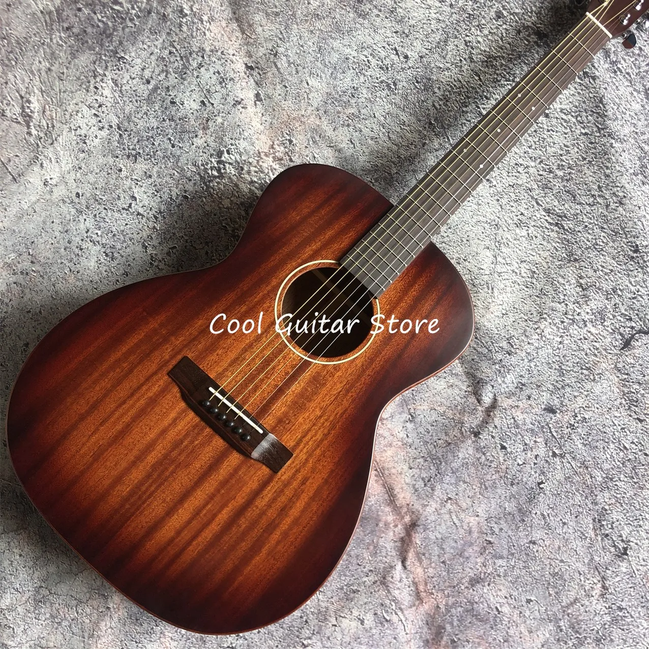 Classical M Model Retro Acoustic Guitar,OM Style,All Maho Wood,Matt Finished Body,Bone Nut, 39 