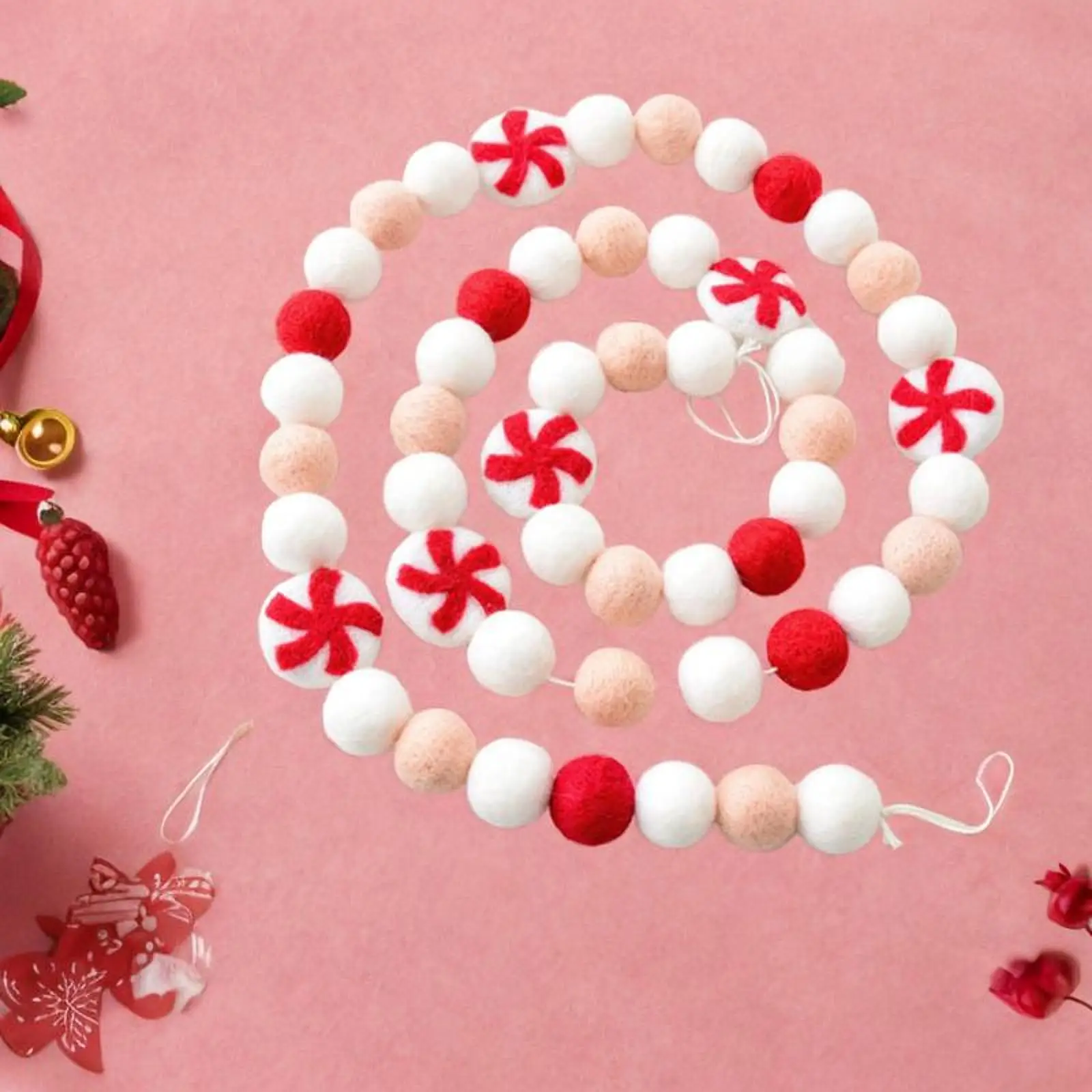 Pompom String Christmas Garland Pompom Garland Decoration for Holiday Celebrations