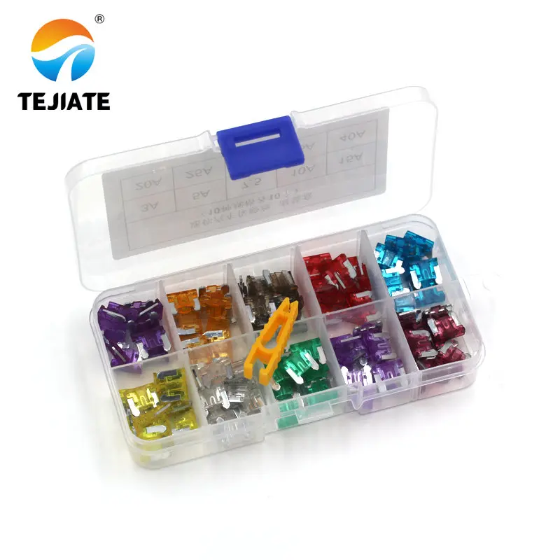 100 Pcs Mini Auto Fusibili 3A 5A 7.5A 10A 15A 25A 30A 35A 25A 40A Amp con La Scatola Clip Assortimento auto Lama Fusibile Tipo di Set di Camion