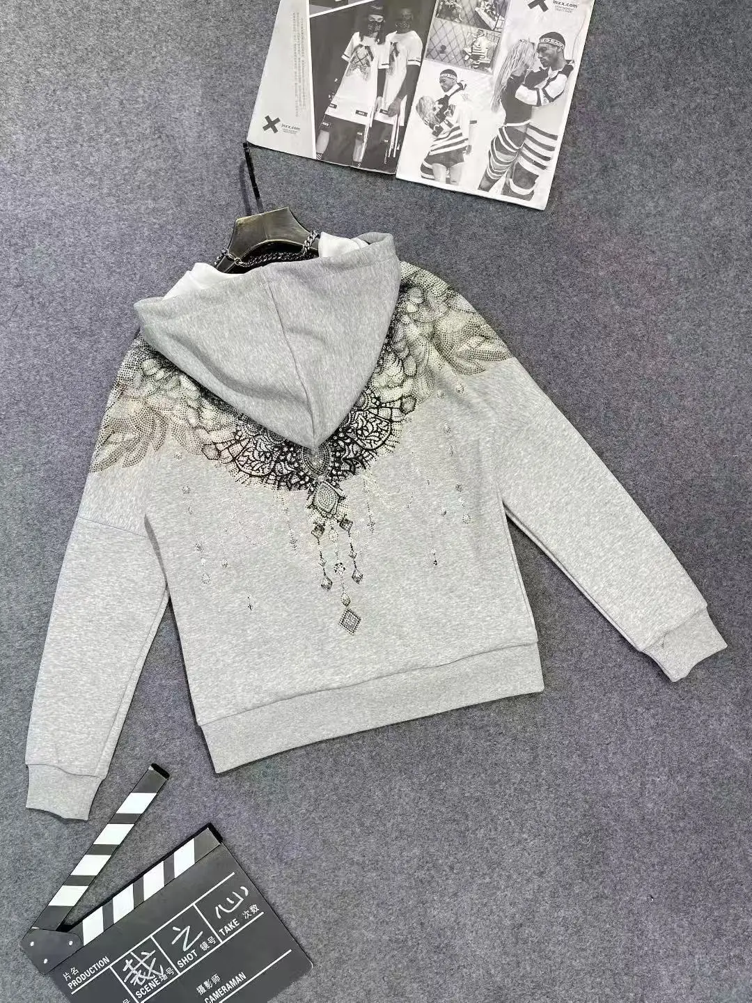 2025 Autumn New Trend Heavy Rhinestone Hooded Sweatshirt Loose Casual Versatile Long Sleeve Top Jacket for Men
