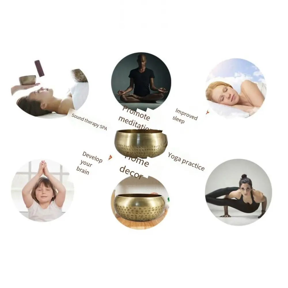 Ensemble de bols chantants recontibétains, bol sonore de bouddha en métal multi-tailles, coussin doux, libération souligné du Tibet, bol sonore de bouddha, yoga