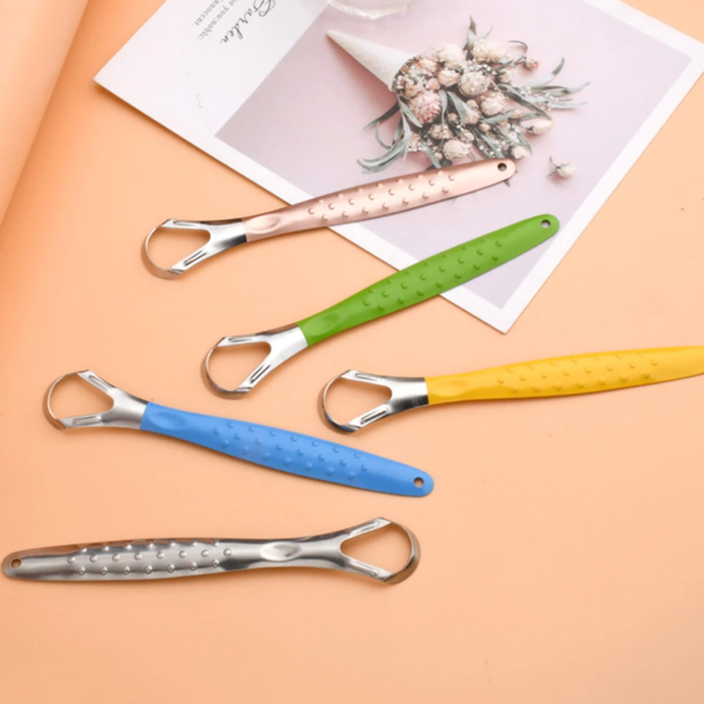 Raspador de lengua para adultos, herramienta limpiadora de recubrimiento de lengua de Metal y acero inoxidable, raspador de limpieza de aliento fresco, 3 uds.