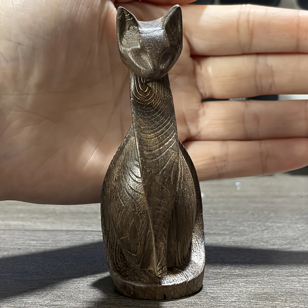 Wooden Minimalist Cat Ornaments, Creative Home Decorations, Office Desktop Artwork, Animal-Shaped Wood Carving Cat Crafts, Perfect Gifts for Christmas, New Year, and Birthdays