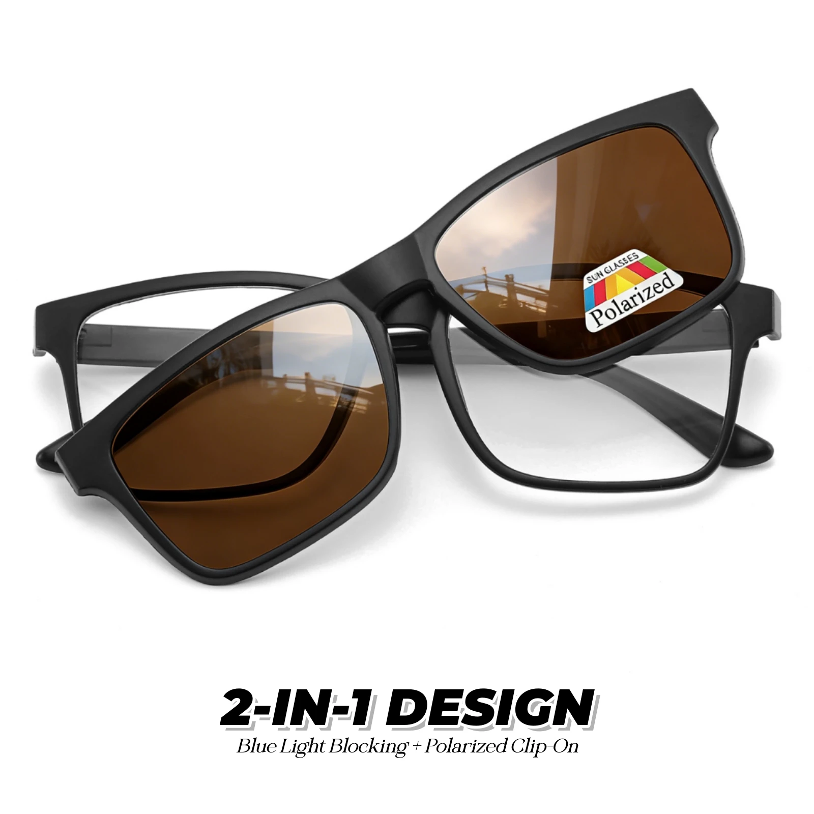 Aufsteckbare Magnetische Sonnenbrille mit Blaulichtfilter-Rahmen 2-in-1 Polarisierte Brille für Autofahren & Outdoor-Aktivitäten – Detail 10